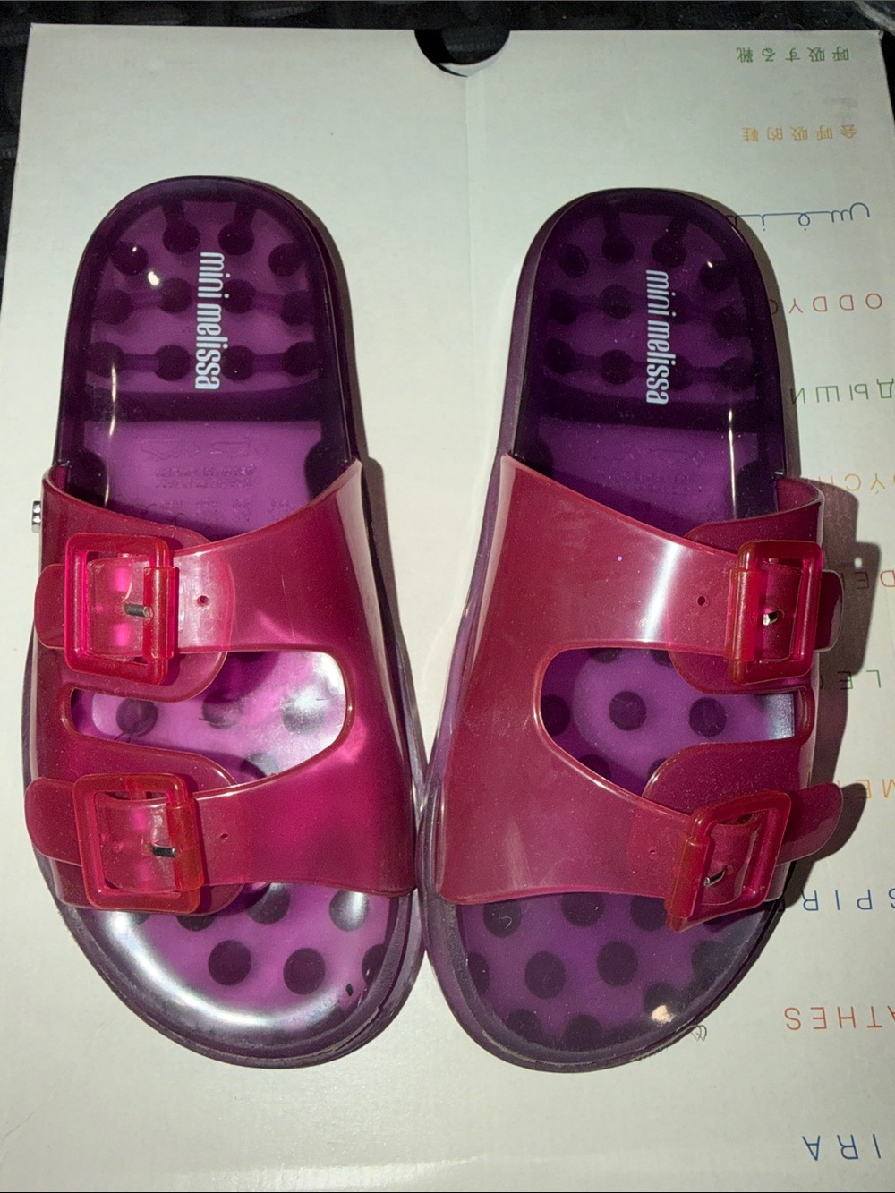 Mini Melissa Cherry Double Buckle Slides